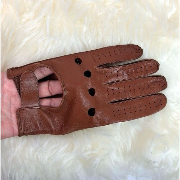 Sermoneta Gloves Italy Driving Gloves Cognac Brown Soft Leather Men’s 9 1/2 - Picture 7 of 11